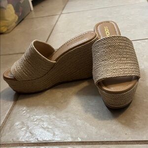 Soda Women's Woven Tan Wedges